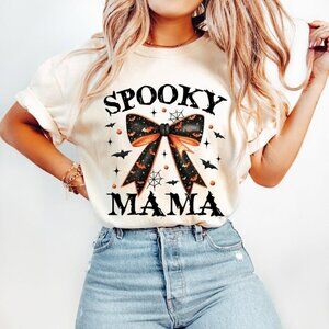 Spooky Mama Tee, Coquette Halloween Tee, Spooky Season Retro Halloween Shirt